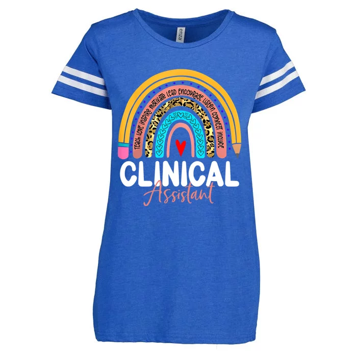 Clinical Assistant Leopard Rainbow Healthcare Doctor Clinic Gift Enza Ladies Jersey Football T-Shirt