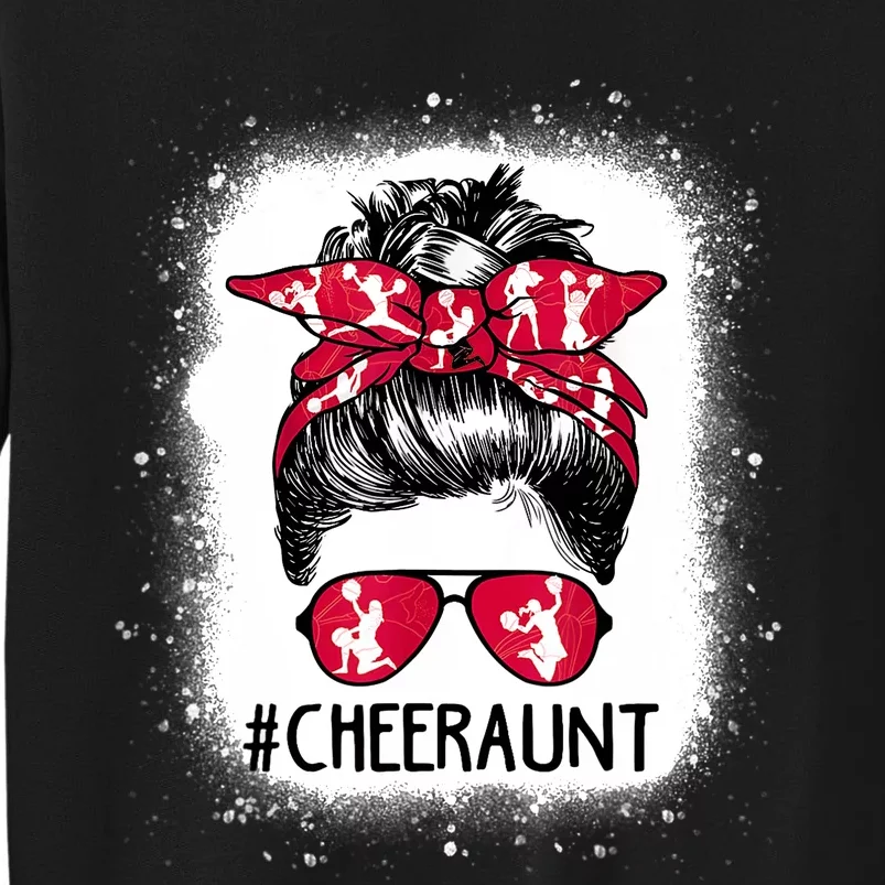 Cheer Aunt Life Messy Bun Cheerleader Bleached Mothers Day Sweatshirt