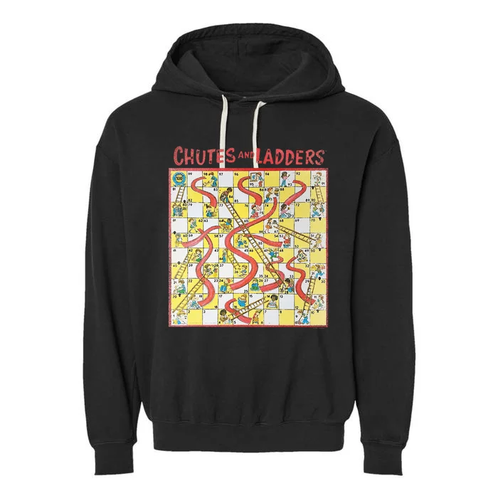 Chutes And Ladders Game Board Art From 1979 Garment-Dyed Fleece Hoodie