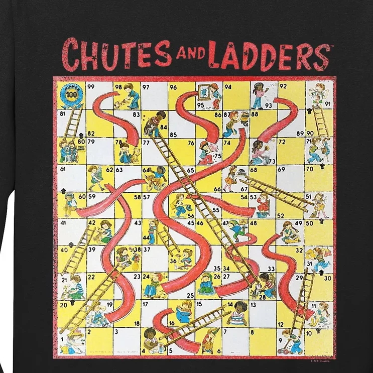 Chutes And Ladders Game Board Art From 1979 Long Sleeve Shirt