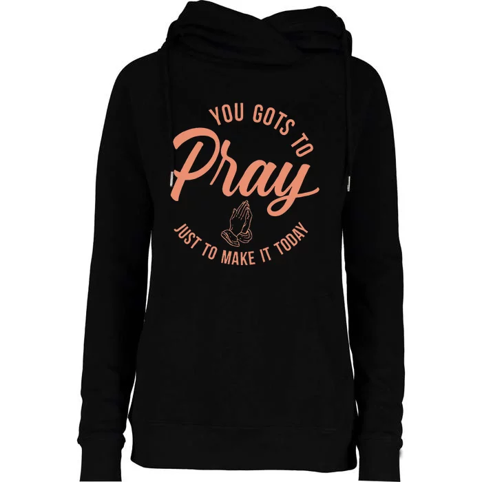 Concrete And Luxury Gots To Pray Crimson Bliss Womens Funnel Neck Pullover Hood