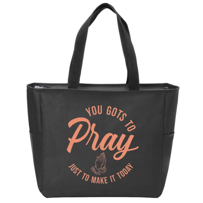 Concrete And Luxury Gots To Pray Crimson Bliss Zip Tote Bag