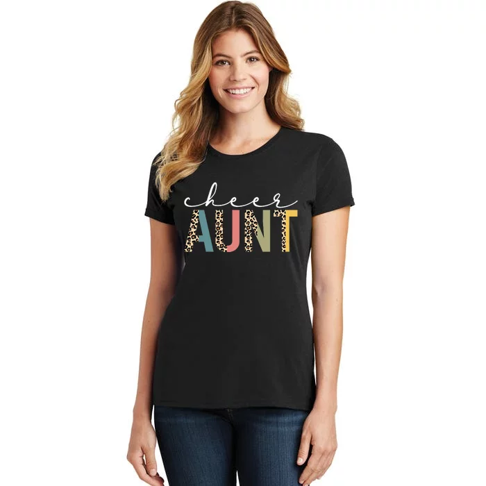 Cheer Aunt Leopard Cheerleading Props Cute Cheer For Coach Women's T-Shirt