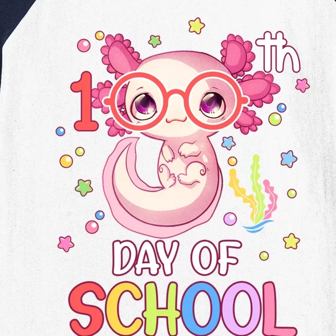 Cute Axolotl Lover 100 Days Of School Teacher And Student Gift Baseball Sleeve Shirt