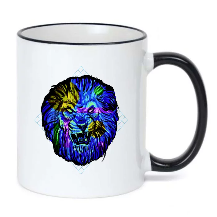 Colorful Angry Lion Black Color Changing Mug