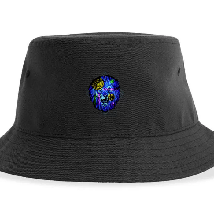 Colorful Angry Lion Sustainable Bucket Hat