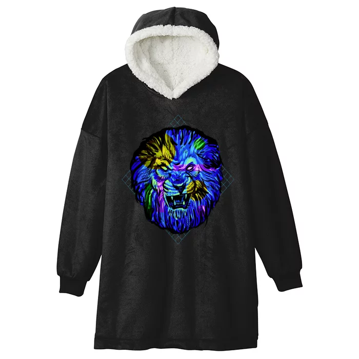 Colorful Angry Lion Hooded Wearable Blanket