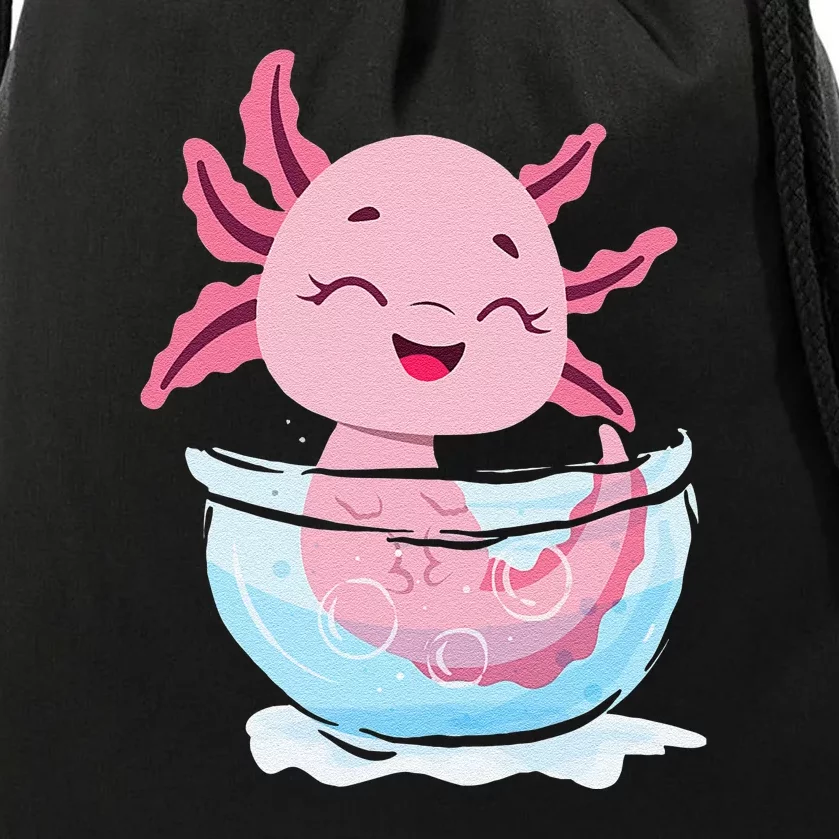 Cute Axolotl Lover Snaxolotl Kawaii Axolotl Food Sweets Drawstring Bag