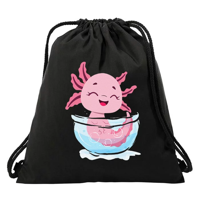 Cute Axolotl Lover Snaxolotl Kawaii Axolotl Food Sweets Drawstring Bag