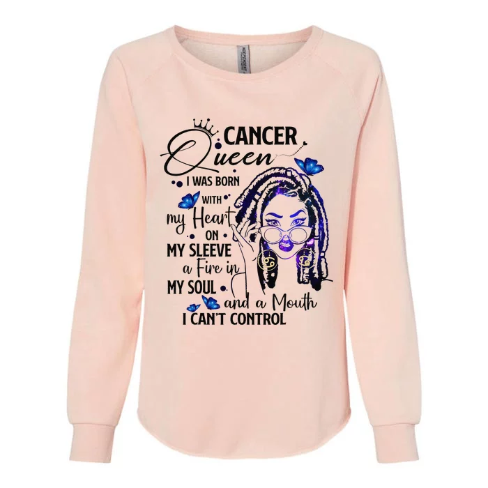 Cancer Afro Locs Zodiac Signs Birthday Gift Womens California Wash Sweatshirt