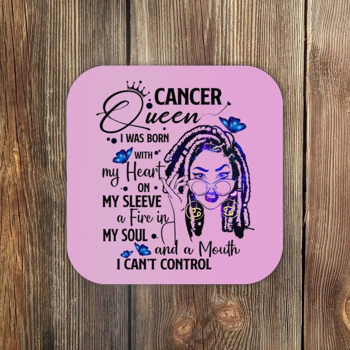 Cancer Afro Locs Zodiac Signs Birthday Gift Coaster