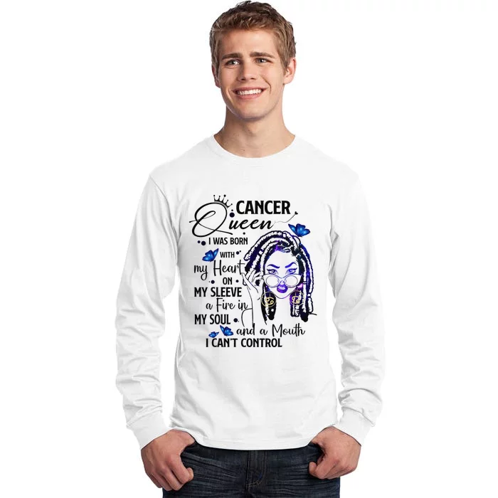 Cancer Afro Locs Zodiac Signs Birthday Gift Tall Long Sleeve T-Shirt