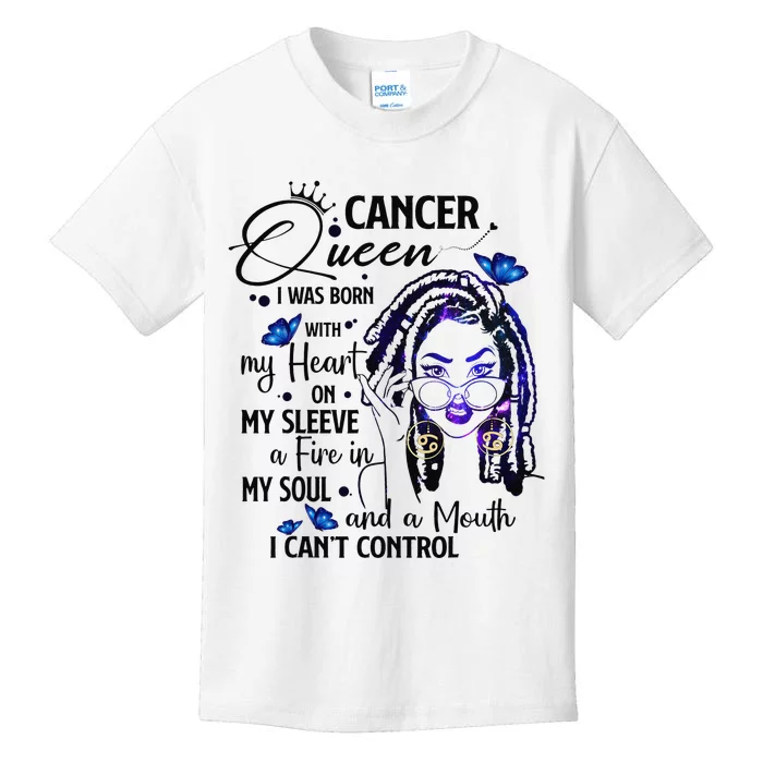 Cancer Afro Locs Zodiac Signs Birthday Gift Kids T-Shirt