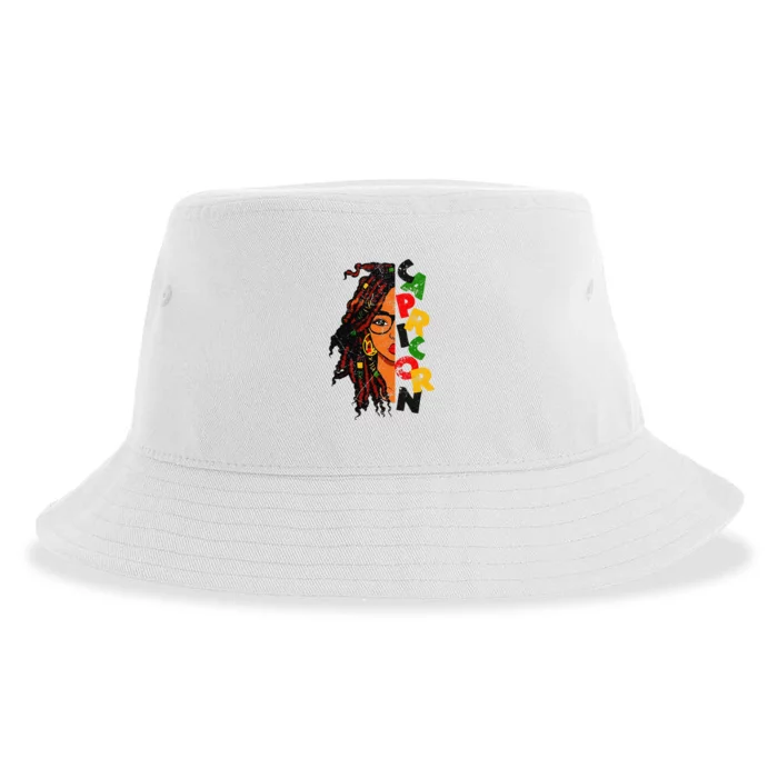 Capricorn Afro Locs Zodiac Signs Birthday Sustainable Bucket Hat