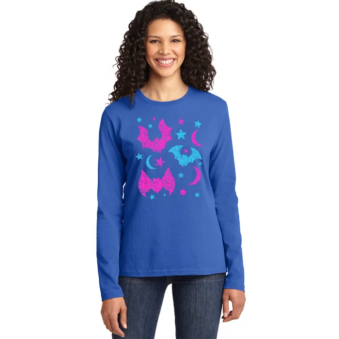 Cute Animal Lover Halloween Funny Gift Idea Bat Ladies Long Sleeve Shirt