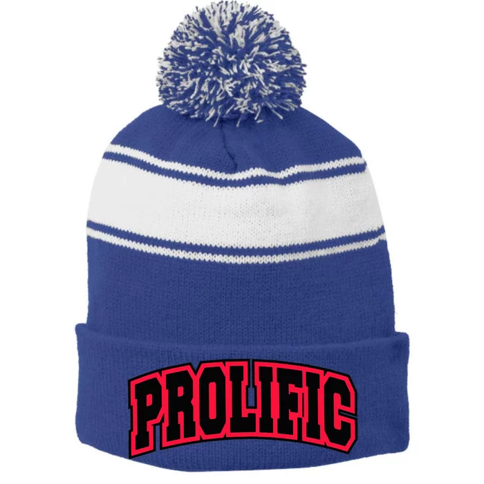 Concrete And Luxury Prolific Infrared Stripe Pom Pom Beanie