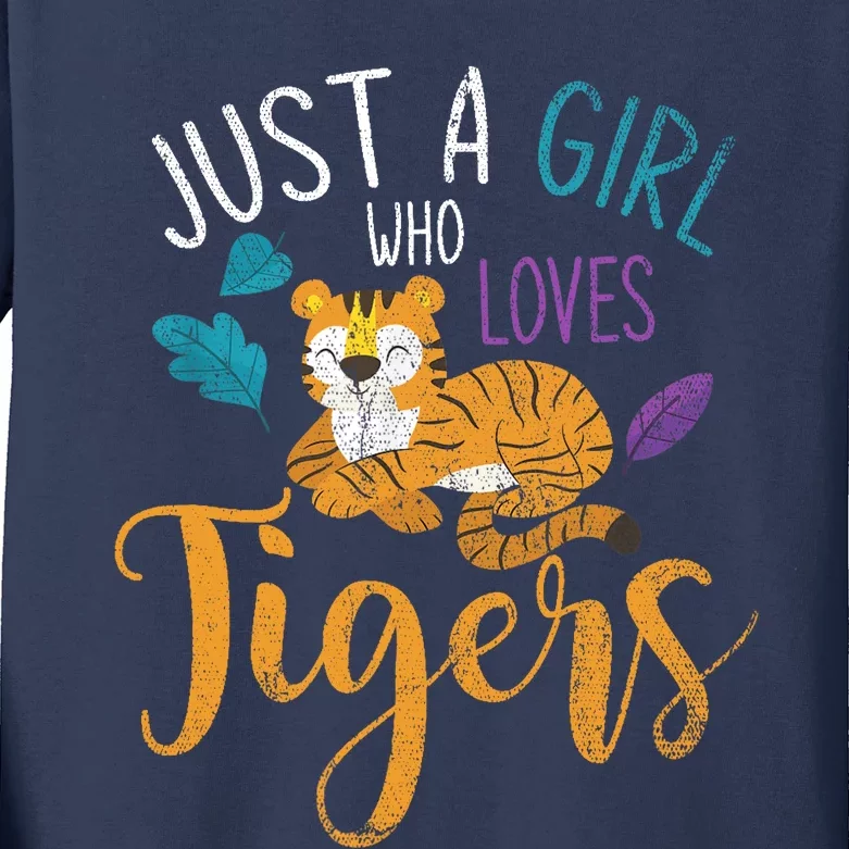 Cute Animal Lover Wildlife Wo Girl Tiger Kids Long Sleeve Shirt