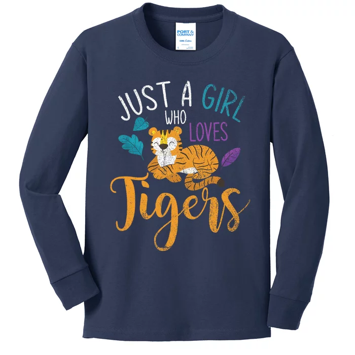 Cute Animal Lover Wildlife Wo Girl Tiger Kids Long Sleeve Shirt