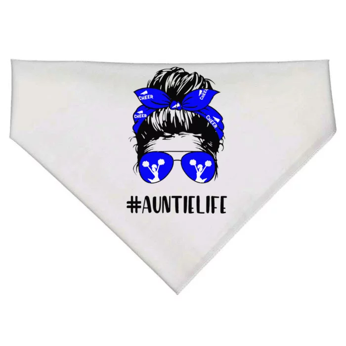 Cheer Auntie Life Messy Bun Hair Cheerleading Mother's Day USA-Made Doggie Bandana