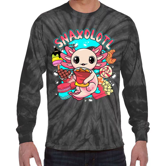 Cute Axolotl Lover Snaxolotl Food Sweets Tie-Dye Long Sleeve Shirt