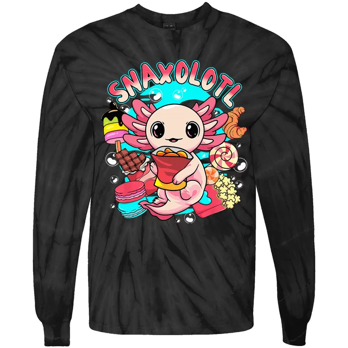 Cute Axolotl Lover Snaxolotl Food Sweets Tie-Dye Long Sleeve Shirt