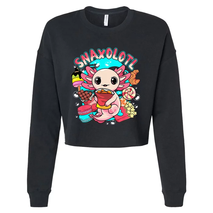 Cute Axolotl Lover Snaxolotl Food Sweets Cropped Pullover Crew