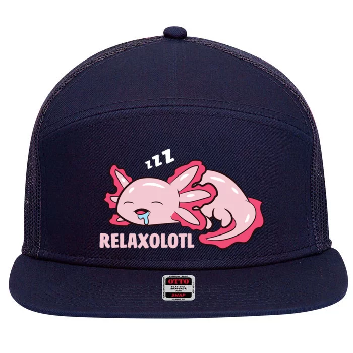 Cute Axolotl Lover Mexican Salamander Relaxolotl Gift 7 Panel Mesh Trucker Snapback Hat