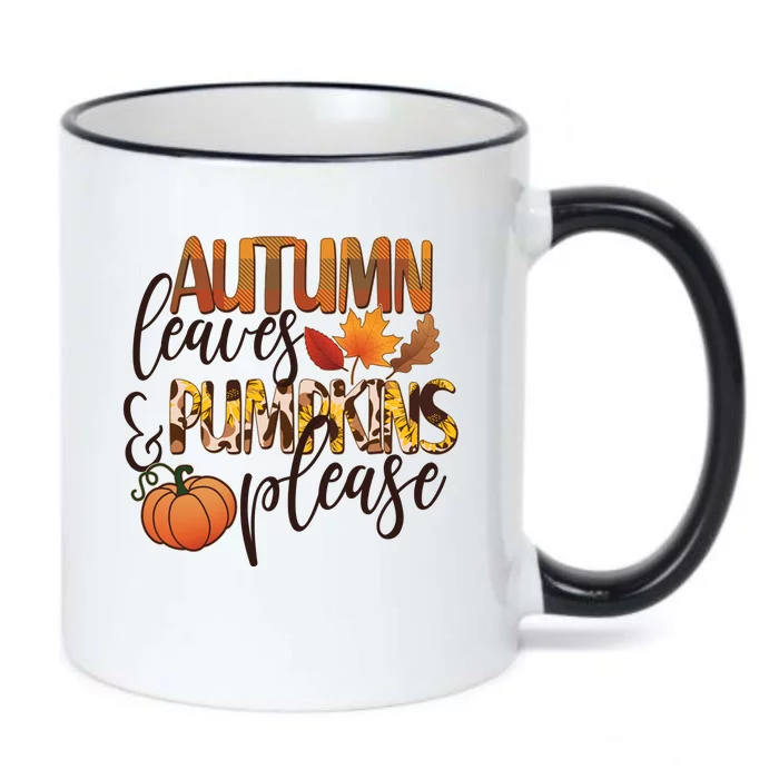 Cute Autumn Leaves And Pumpkins Please Black Color Changing Mug