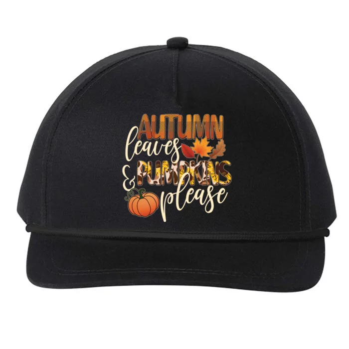 Cute Autumn Leaves And Pumpkins Please Snapback Five-Panel Rope Hat