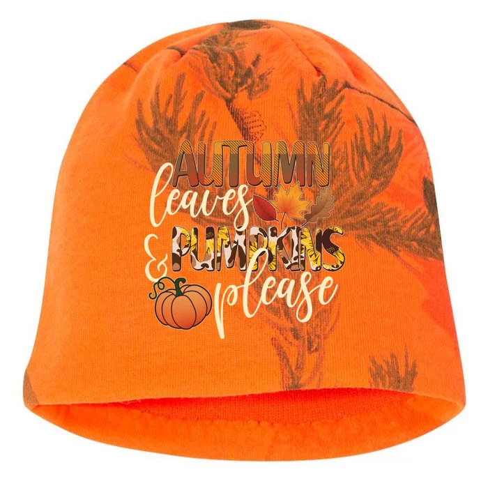 Cute Autumn Leaves And Pumpkins Please Kati - Camo Knit Beanie