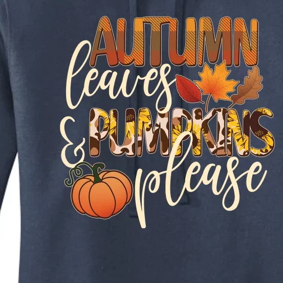 Cute Autumn Leaves And Pumpkins Please Women's Pullover Hoodie