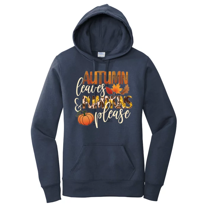 Cute Autumn Leaves And Pumpkins Please Women's Pullover Hoodie