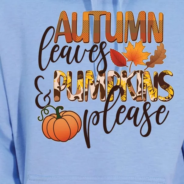 Cute Autumn Leaves And Pumpkins Please Unisex Surf Hoodie