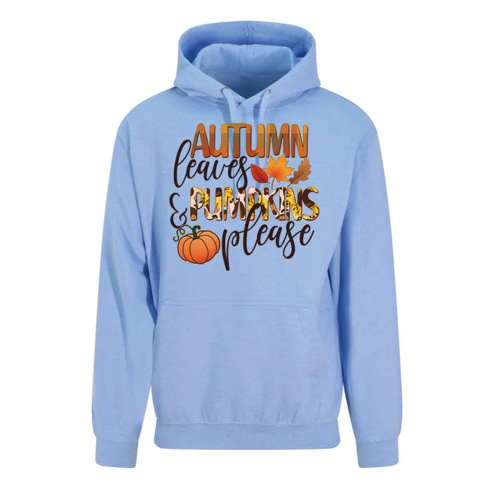 Cute Autumn Leaves And Pumpkins Please Unisex Surf Hoodie