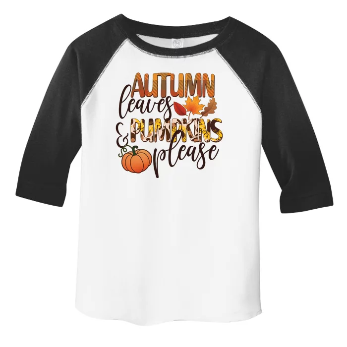 Cute Autumn Leaves And Pumpkins Please Toddler Fine Jersey T-Shirt