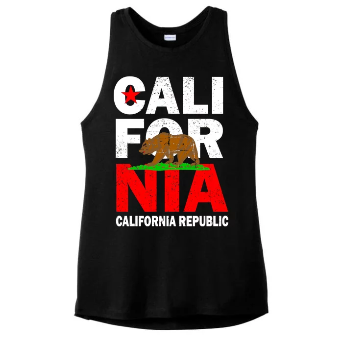 Cali California Republic Logo Ladies Tri-Blend Wicking Tank