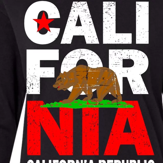 Cali California Republic Logo Womens Cotton Relaxed Long Sleeve T-Shirt