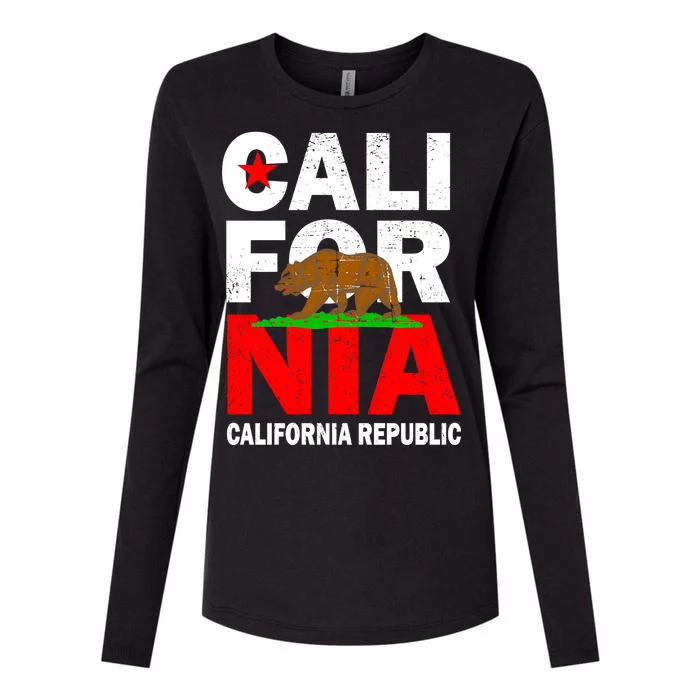 Cali California Republic Logo Womens Cotton Relaxed Long Sleeve T-Shirt