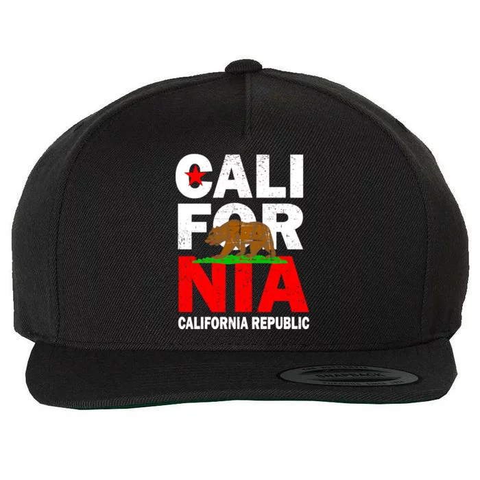 Cali California Republic Logo Wool Snapback Cap