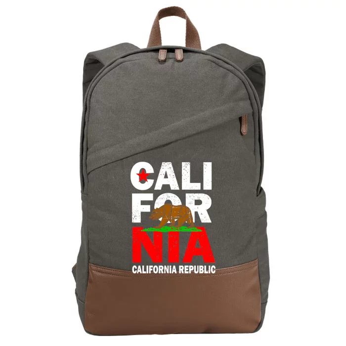 Cali California Republic Logo Cotton Canvas Backpack