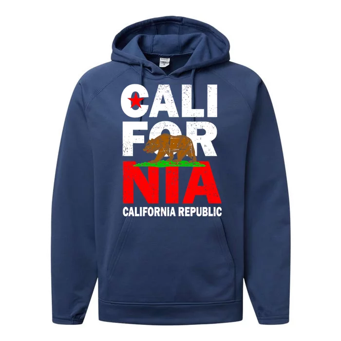 Cali California Republic Logo Performance Fleece Hoodie