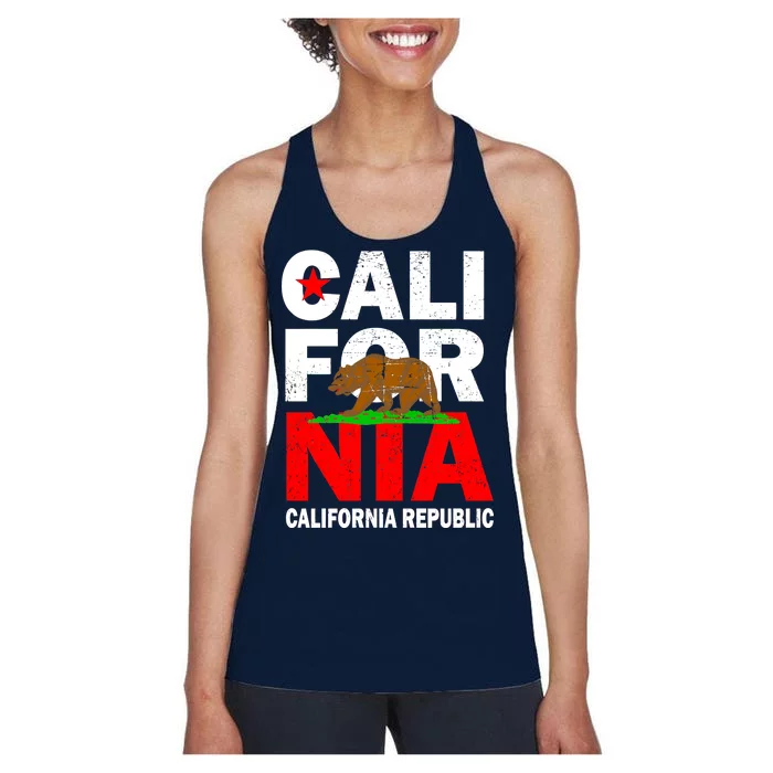 Cali California Republic Logo Women's Racerback Tank