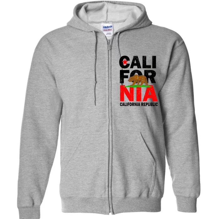 Cali California Republic Logo Full Zip Hoodie