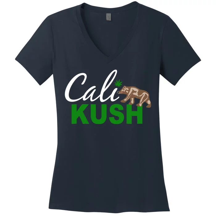 Cali Kush Weed California Republic Women's V-Neck T-Shirt