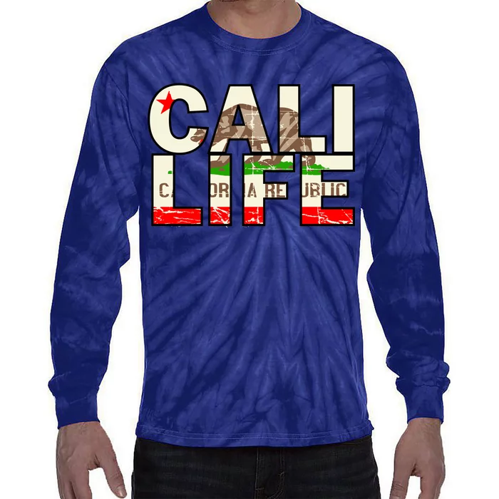 Cali Life Logo Flag Tie-Dye Long Sleeve Shirt