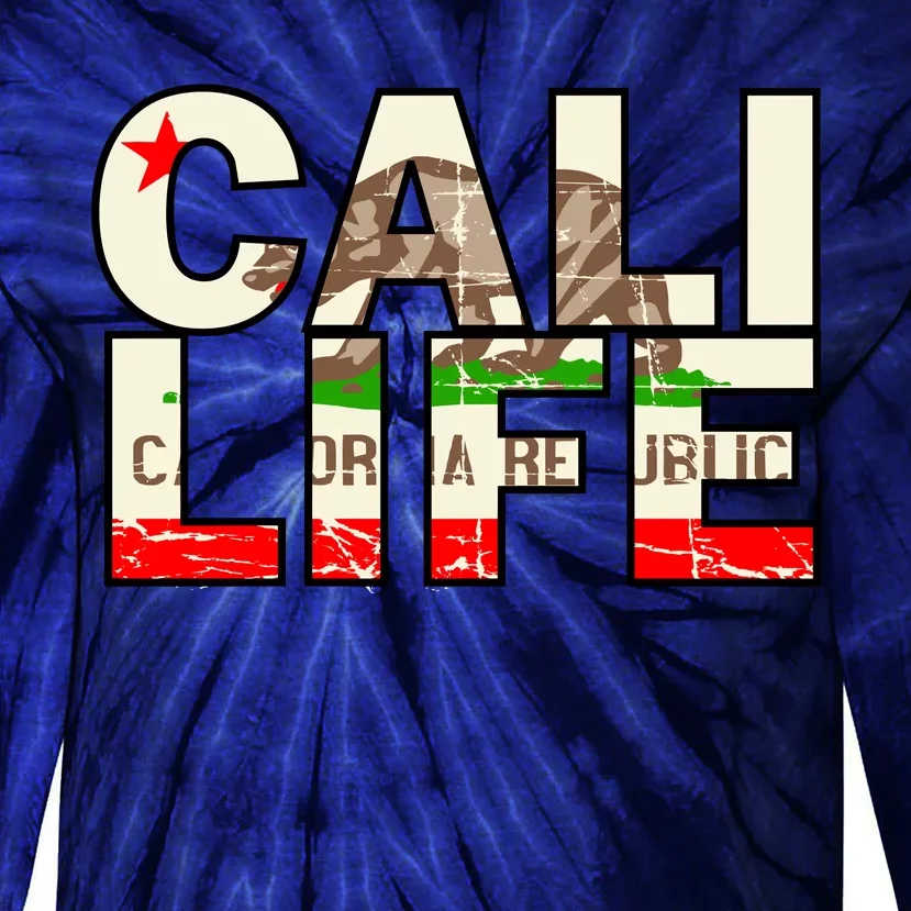 Cali Life Logo Flag Tie-Dye Long Sleeve Shirt