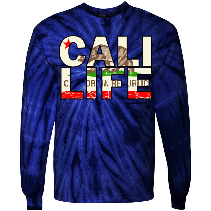 Cali Life Logo Flag Tie-Dye Long Sleeve Shirt