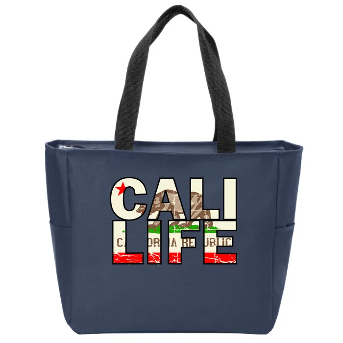 Cali Life Logo Flag Zip Tote Bag