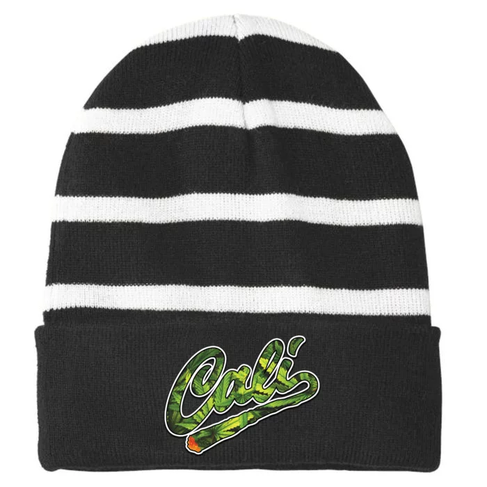 Cali Weed Striped Beanie with Solid Band