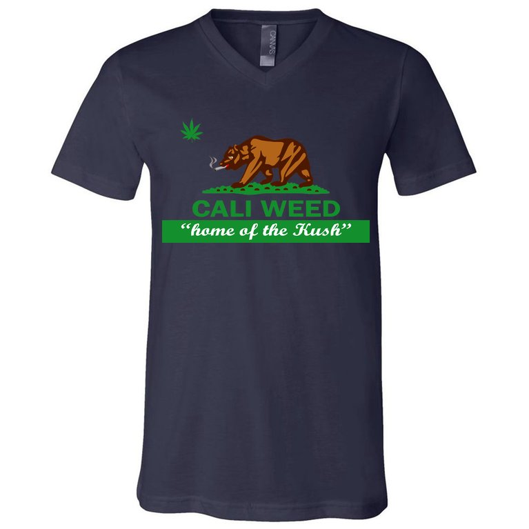 Cali Weed California Republic Flag V-Neck T-Shirt